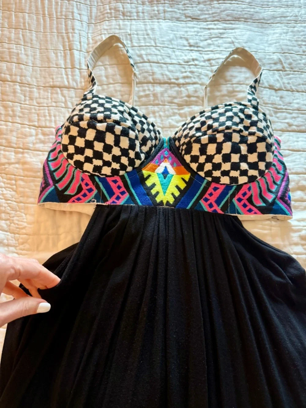 Mara Hoffman Embroidered Cutout Maxi Dress Black Multicolor Bustier Size Medium - Picture 4 of 11